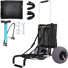 VEVOR Beach Carts for Sand, 23" x 15" Cargo Deck, w/ 13" TPU Balloon Wheels, 165LBS Loading Folding Sand Cart & 33.1" to 51.6" Adjustable Height, Avia