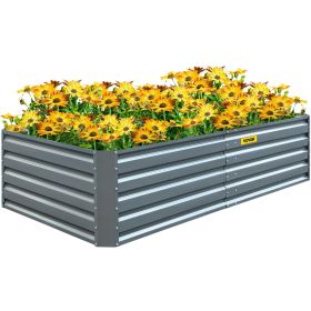 VEVOR Galvanized Raised Garden Bed, 80" x 40" x 19" Metal Planter Box, Gray Steel Plant Raised Garden Bed Kit, Planter Boxes Outdoor for Growing Veget