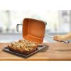 6 Quart XL Nonstick Copper Deep Square All in One 6 Qt Casserole Chef's Pan & Stock Pot- 4 Piece Set, Includes Frying Basket and Steamer Tray, Dishwas