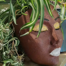 1pc Face Planter Pot Head Planter, Resin Wall Mounted Planter Face Pot Face Flowers Pots For Indoor Outdoor Plants Wall Decors (Color: Brown Face Vase)