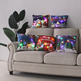 1pc Christmas Cushion Cover 45x45 Led Light Christmas Decorations for Home Santa Claus Printed Christmas Pillow Case (Color: as pic A)