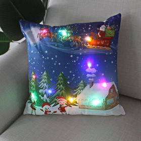 1pc Christmas Cushion Cover 45x45 Led Light Christmas Decorations for Home Santa Claus Printed Christmas Pillow Case (Color: as pic E)