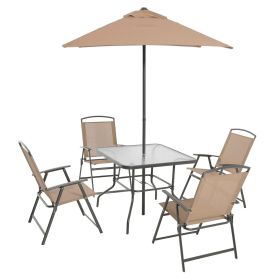 6-Piece Outdoor Patio Dining Set (Color: Tan)