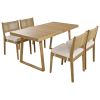 U_Style Multi-person Outdoor Acacia Wood Dining Table and Chair Set, Thick Cushions, Suitable for Balcony, Vourtyard, and Garden.