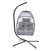 Outdoor Patio Wicker Folding Hanging Chair,Rattan Swing Hammock Egg Chair With Cushion And Pillow