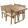 U_Style Multi-person Outdoor Acacia Wood Dining Table and Chair Set, Thick Cushions, Suitable for Balcony, Vourtyard, and Garden.