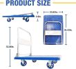 Extra Large Foldable Push Cart,Heavy Duty Capacity 660 lbs,360 Degree Swivel Wheels,Foldable Push Hand Cart for Loading and Storage