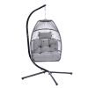 Outdoor Patio Wicker Folding Hanging Chair,Rattan Swing Hammock Egg Chair With Cushion And Pillow