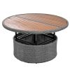 Patio 5-Piece Round Rattan Sectional Sofa Set All-Weather PE Wicker Sunbed Daybed with Round Liftable Table and Washable Cushions for Outdoor Backyard