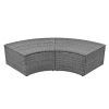 Patio 5-Piece Round Rattan Sectional Sofa Set All-Weather PE Wicker Sunbed Daybed with Round Liftable Table and Washable Cushions for Outdoor Backyard