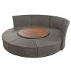 Patio 5-Piece Round Rattan Sectional Sofa Set All-Weather PE Wicker Sunbed Daybed with Round Liftable Table and Washable Cushions for Outdoor Backyard