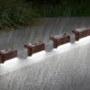 4Pcs Solar Powered LED Step Lights Outdoor IP55 Waterproof Dusk To Dawn Sensor Fence Lamps