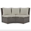 Patio 5-Piece Round Rattan Sectional Sofa Set All-Weather PE Wicker Sunbed Daybed with Round Liftable Table and Washable Cushions for Outdoor Backyard